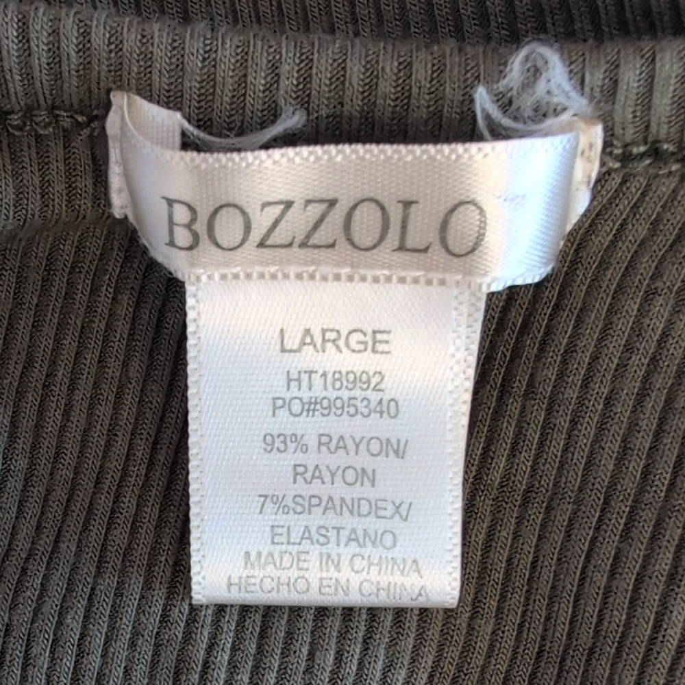 Bozzolo Dark Olive Ruched Ribbed Fitted Crop Top L R188 - Picture 5 of 5